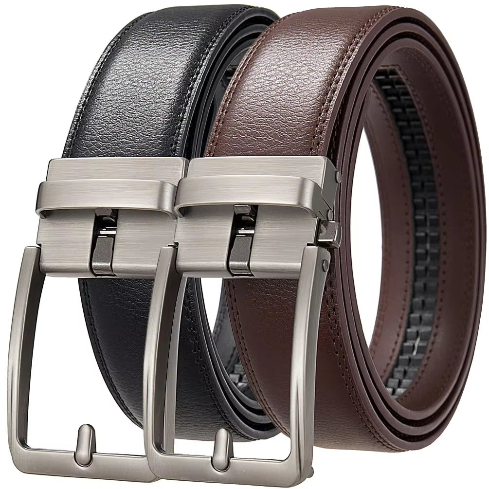 Luxury Click Belts for Men - Designer Fashion Automatic Buckle Genuine Leather Waist Strap for High-Quality Jeans