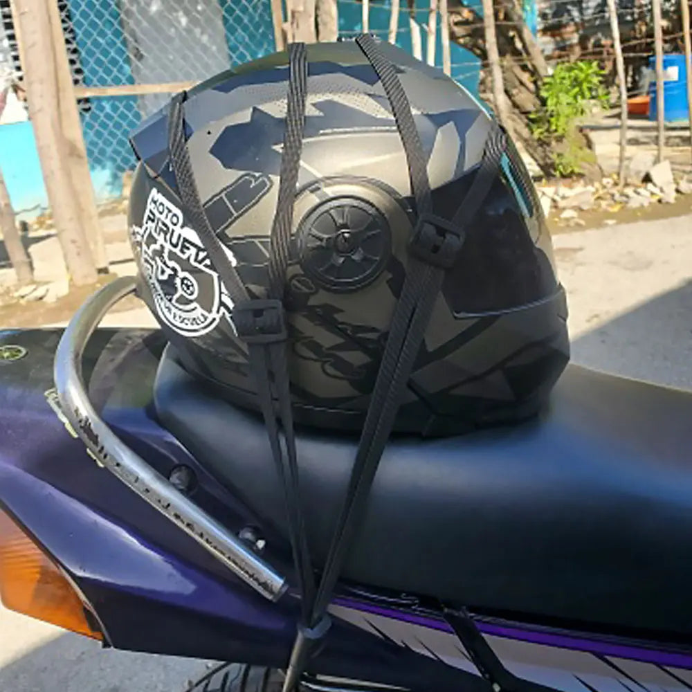Highly Elastic Luggage Binding Cord for Motorcycles - Retractable Helmet Strap with 2 Hooks
