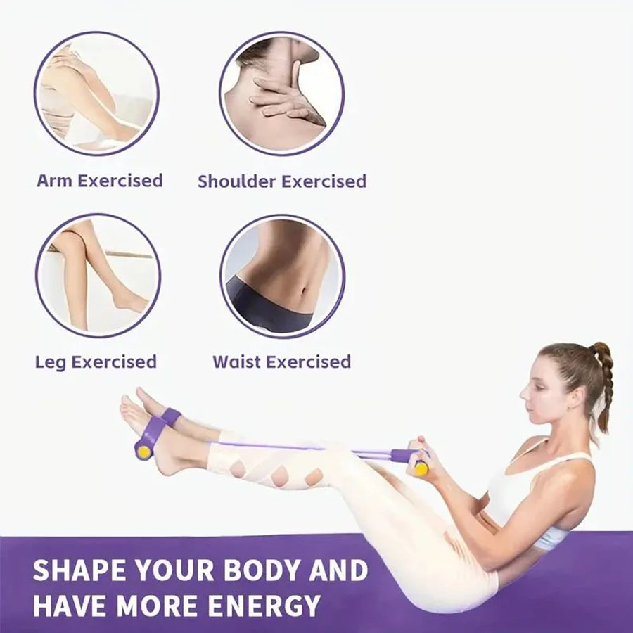 6-Tube Elastic Yoga Resistance Band for Abdominal, Waist, Arm, and Leg Stretching - Perfect for Slimming Training