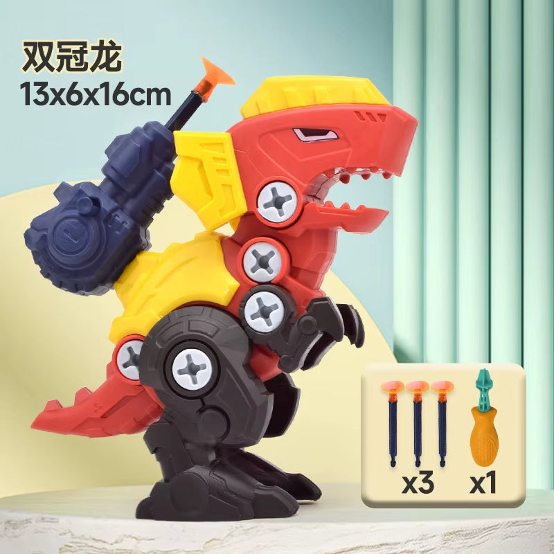 Dinosaur 3D Puzzle Toy - Interactive Press-to-Fire Bullet Assembly Set for Kids