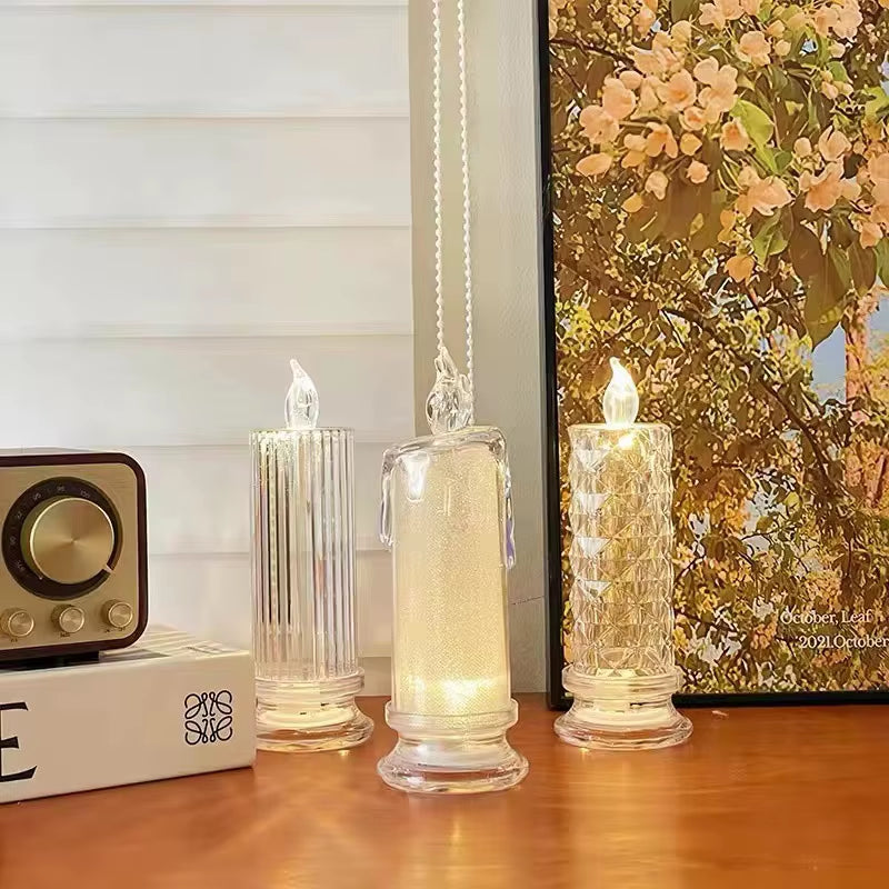 Enchanting LR44 Battery-Powered LED Crystal Rose Projection Candle - Perfect Ambient Light for Weddings, Clubs, and Home Decor