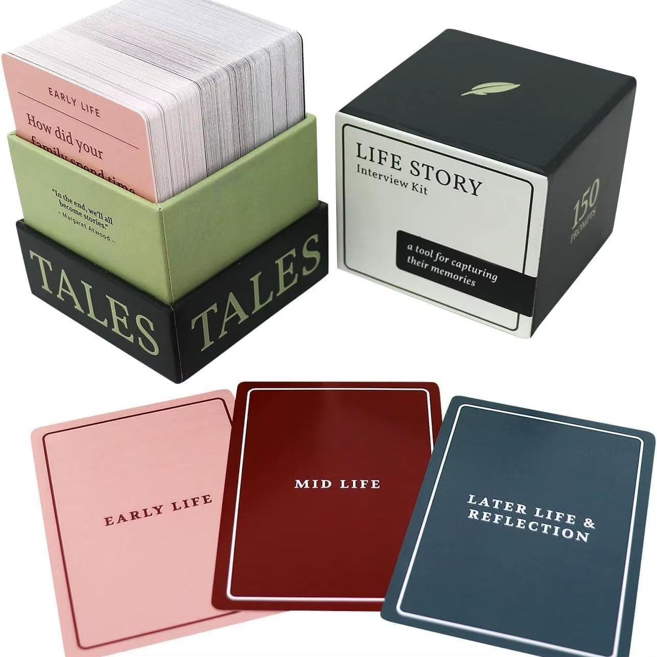 150-Piece Life Story Interview Kit - Meaningful Conversation Starter Cards for Family Storytelling & Cherished Keepsakes