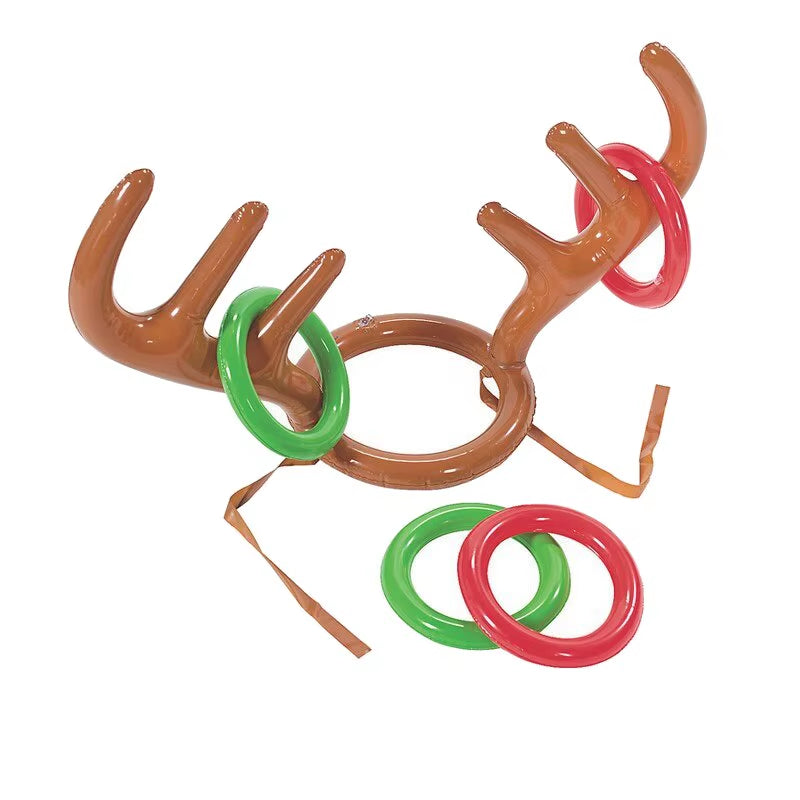 Inflatable Reindeer Antler Hat Ring Toss Game - Perfect Christmas Family Fun & Holiday Gift for Kids - Festive New Year Décor 2023