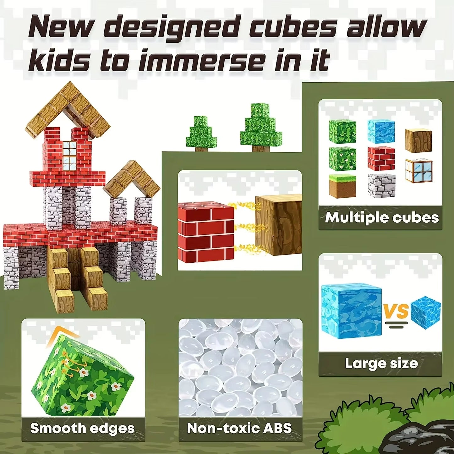 Magnetic Building Blocks Set for Kids 3+ - Perfect Montessori Sensory DIY Toy for Boys and Girls