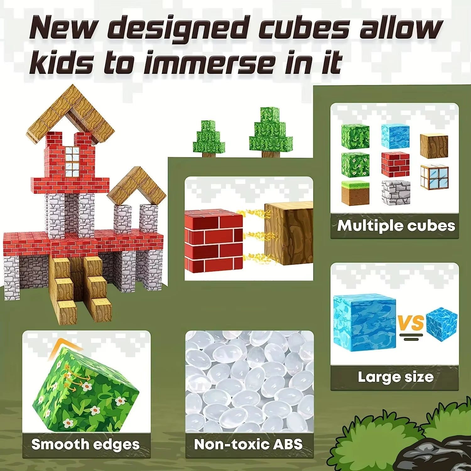 Magnetic Building Blocks Set for Kids 3+ - Perfect Montessori Sensory DIY Toy for Boys and Girls