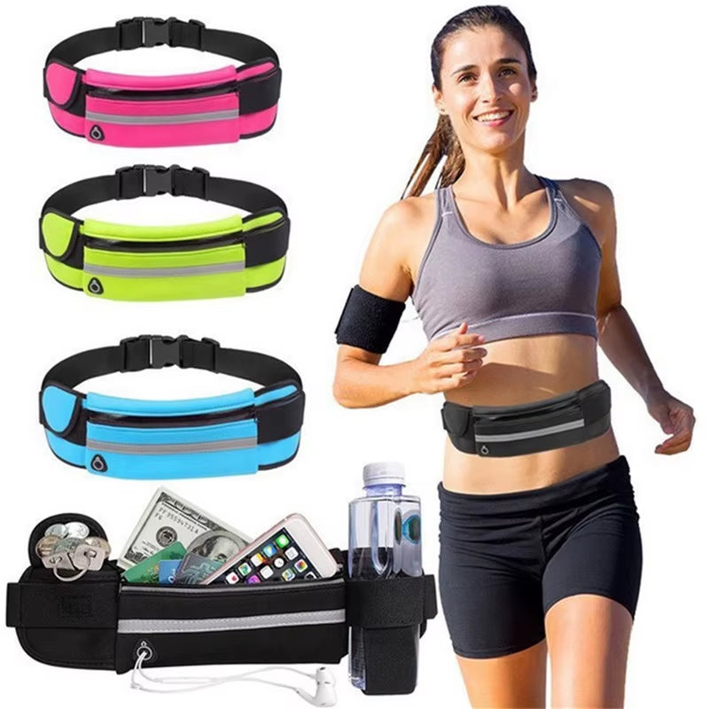 Versatile Sport Running Waist Bag for Men & Women - Comfortable Fanny Pack with Safety Tape, Perfect for Gym, Cycling & Running
