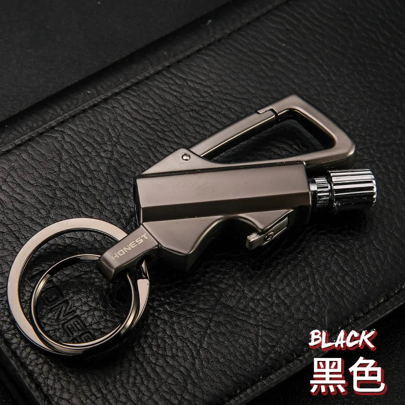 All-in-One Keychain Kerosene Lighter & Beer Bottle Opener - Perfect Outdoor Gadget for Men