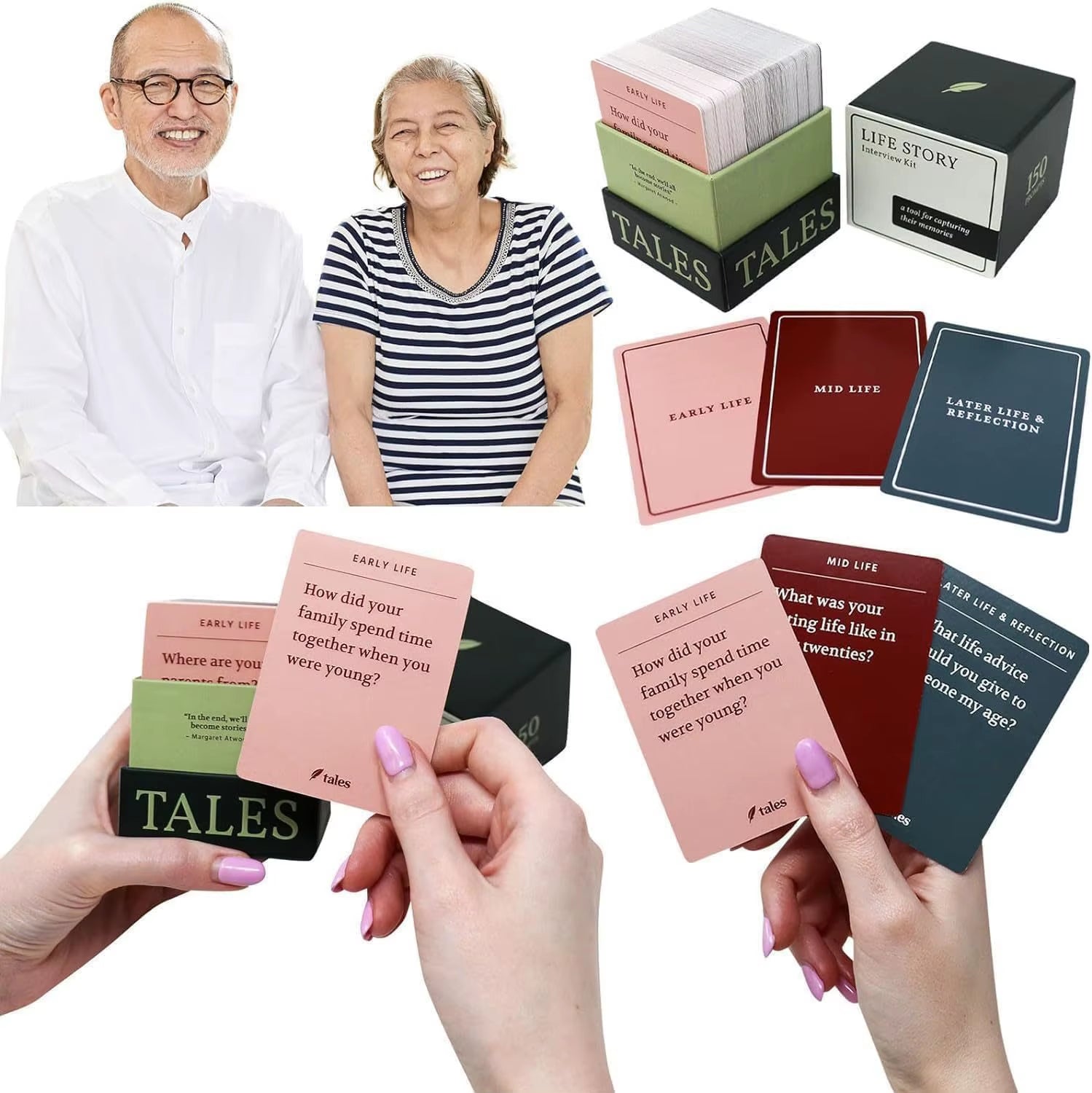 150-Piece Life Story Interview Kit - Meaningful Conversation Starter Cards for Family Storytelling & Cherished Keepsakes