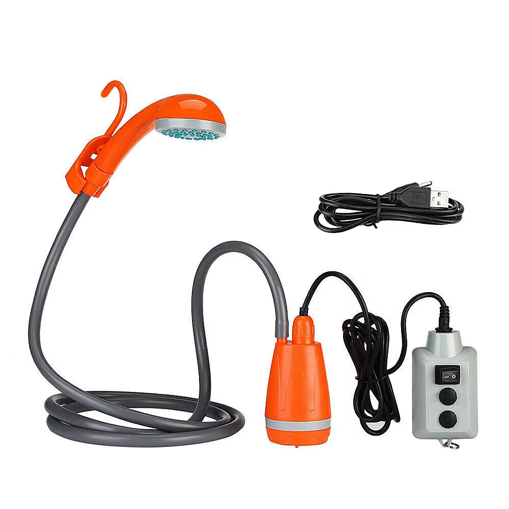 Rechargeable Portable Camping Shower - 4.9Ft Shower Head for Outdoor Travel, Hiking, Beach & Pet Cleaning