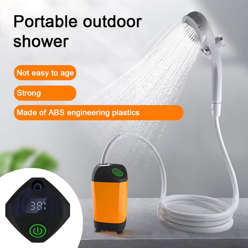 Rechargeable Portable Camping Shower - 4.9Ft Shower Head for Outdoor Travel, Hiking, Beach & Pet Cleaning